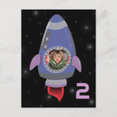 Space Rocket Boys Birthday Photo Template uitnodig Uitnodiging Briefkaart (Voorkant)