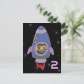 Space Rocket Boys Birthday Photo Template uitnodig Uitnodiging Briefkaart (Staand voorkant)
