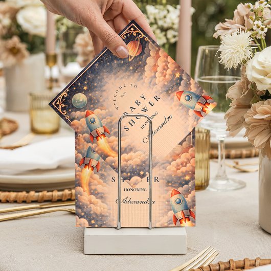 Space Rocket Clouds Baby Shower Servet
