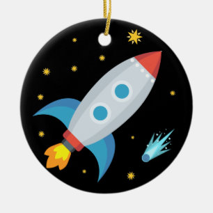 Space Rocket Emoji Keramisch Ornament