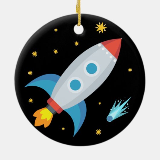Space Rocket Emoji Keramisch Ornament (Achterkant)