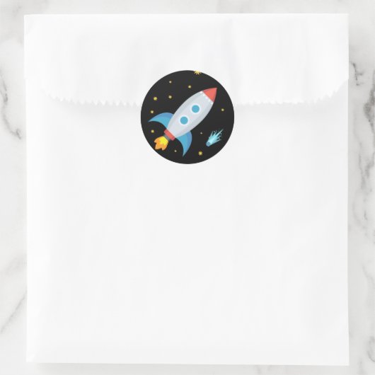 Space Rocket Emoji Ronde Sticker (Tas)