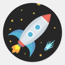 Space Rocket Emoji Ronde Sticker