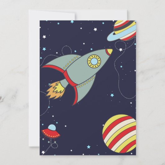 Space Rocket Galaxy Blast Off Boy Verjaardag Kaart (Achterkant)