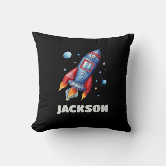Space Rocket Gepersonaliseerd Kinder Kussen (Voorkant)