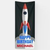 Space Rocket Gepersonaliseerde naam Verjaardagsfee Spandoek (Verticaal)