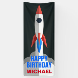 Space Rocket Gepersonaliseerde naam Verjaardagsfee Spandoek