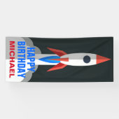 Space Rocket Gepersonaliseerde naam Verjaardagsfee Spandoek (Horizontaal)