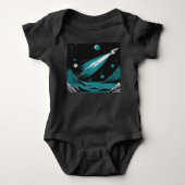 Space Rocket – Grey & Blue Baby Bodysuit (Voorkant)