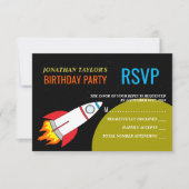 Space Rocket naar de maan Verjaardag RSVP Kaart (Voorkant)