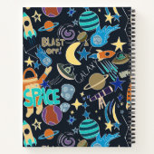 Space Rocket Planets Sterren Doodles Gepersonalise Notitieboek (Achterkant)