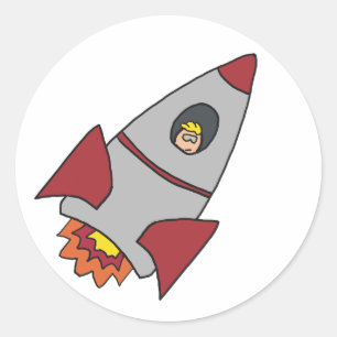Space Rocket Ronde Sticker