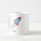 Space Rocket Schattige Fun Gift gepersonaliseerd m Koffiemok (Voorkant links)