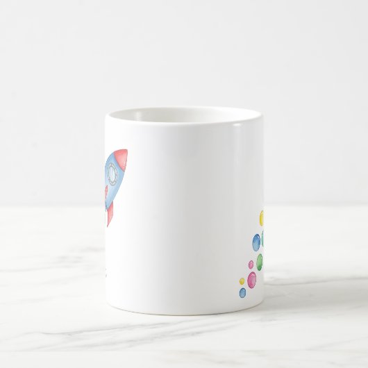 Space Rocket Schattige Fun Gift gepersonaliseerd m Koffiemok (Center)