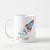 Space Rocket Schattige Fun Gift gepersonaliseerd m Koffiemok (Links)