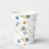 Space Rocket Ship Astronaut Stars Pattern Papieren Bekers (Voorkant)