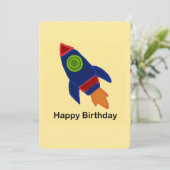 🚀 Space Rocket Ship Gelukkige Verjaardag Kaart (Staand voorkant)