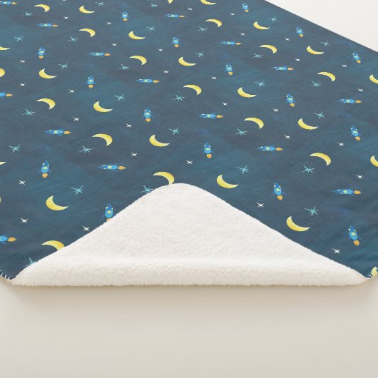 Space Rocket Ship Pattern Kwekerij Sherpa Deken (3/4)