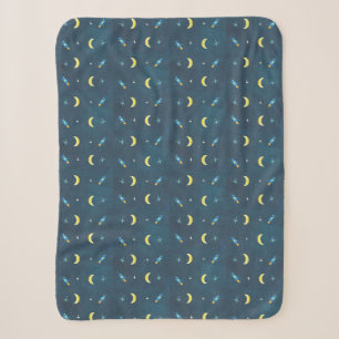 Space Rocket Ship Pattern Kwekerij Sherpa Deken