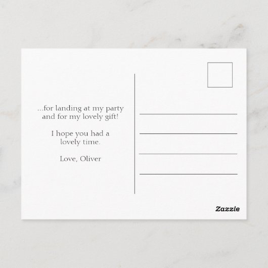 Space Rocket Ship Verjaardag Dank u Briefkaart (Achterkant)