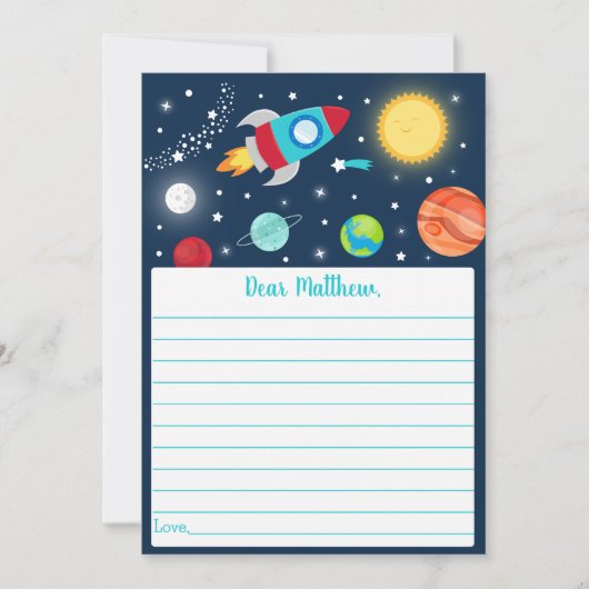 Space Rocket Ship Verjaardag Tijd Capsule Kaarten (Voorkant)