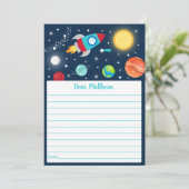 Space Rocket Ship Verjaardag Tijd Capsule Kaarten (Staand voorkant)