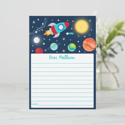 Space Rocket Ship Verjaardag Tijd Capsule Kaarten (Staand voorkant)