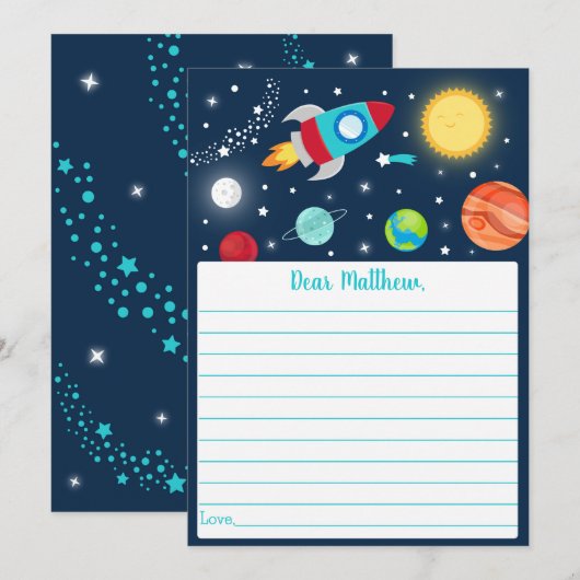 Space Rocket Ship Verjaardag Tijd Capsule Kaarten (Voorkant / Achterkant)