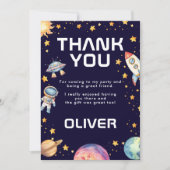 Space Rocket Ship Verjaardagsfeest Dankjewel Card Kaart (Voorkant)