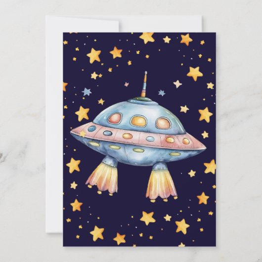 Space Rocket Ship Verjaardagsfeest Dankjewel Card Kaart (Achterkant)