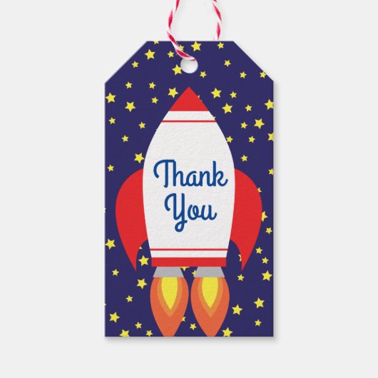 Space Rocket Star Ship 1st Birthday Party Cadeaulabel (Voorkant)