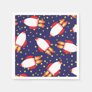 Space Rocket Star Ship 1st Birthday Party Napkins Servet