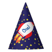 Space Rocket Star Ship 1st Birthday Party Petten Feesthoedjes (Voorkant)