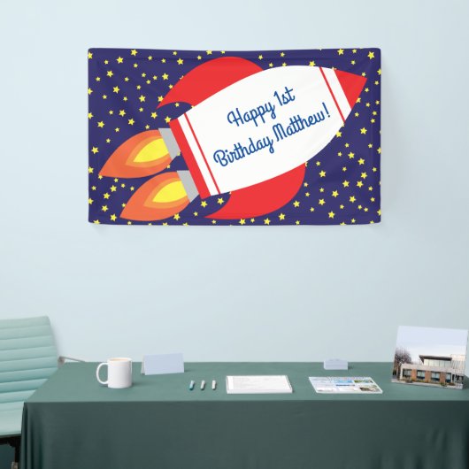 Space Rocket Star Ship 1st Birthday Party Spandoek (Beurs)