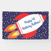 Space Rocket Star Ship 1st Birthday Party Spandoek (Horizontaal)