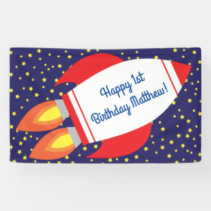 Space Rocket Star Ship 1st Birthday Party Spandoek