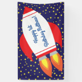 Space Rocket Star Ship 1st Birthday Party Spandoek (Verticaal)