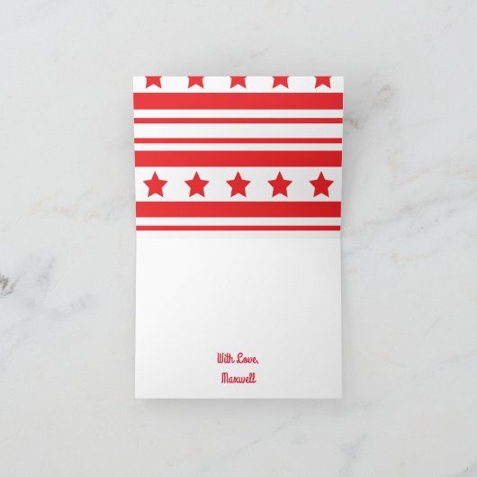 Space Rocket Star Ship Bedankt 1e verjaardag Kaart (Binnen)