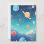 Space Rocket verjaardagsfeestje Kaart (Achterkant)