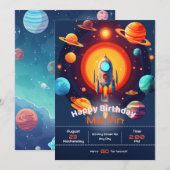 Space Rocket verjaardagsfeestje Kaart (Voorkant / Achterkant)