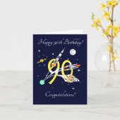 Space Rockets 90th - Verjaardag Kaart (Gele Bloem)