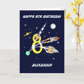 Space Rockets - Kaart voor de 8e verjaardag (Gele Bloem)