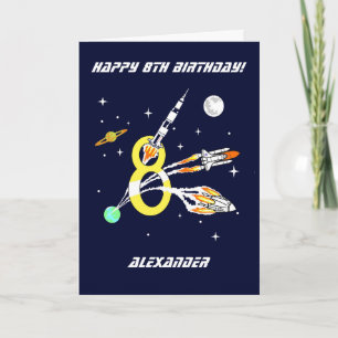 Space Rockets - Kaart voor de 8e verjaardag