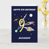 Space Rockets - Kaart voor de 9e verjaardag (Gele Bloem)