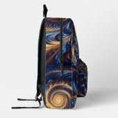Space Royal Blue en Gold Swirls Bedrukte Rugzak (Links)