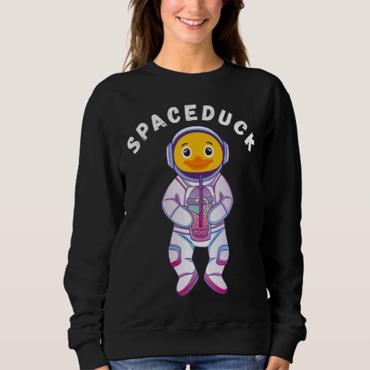 Space Rubber Duck Boba Tea Drink Bubble Tea Astron Trui (Voorkant)