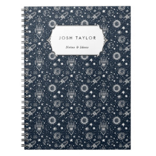 Space Science Stars Planets Rocket Custom Name Notitieboek