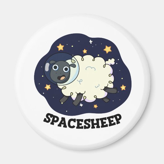 Space Sheep Funny Astronaut Sheep Pun Magneet (Voorkant)