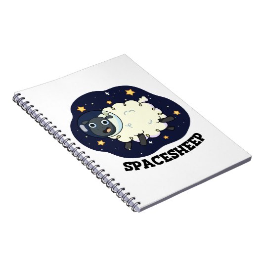 Space Sheep Funny Astronaut Sheep Pun Notitieboek (Rechterzijde)