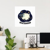 Space Sheep Funny Astronaut Sheep Pun Poster (Thuiskantoor)